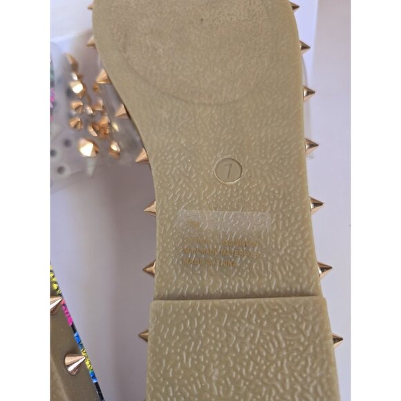 Cape Robbin Rainbow Snakeskin Spike Studded Clear Slip On Slide Sandals Shoes 7 - Picture 9 of 9